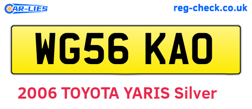 WG56KAO are the vehicle registration plates.
