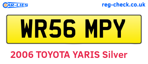 WR56MPY are the vehicle registration plates.