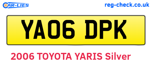 YA06DPK are the vehicle registration plates.