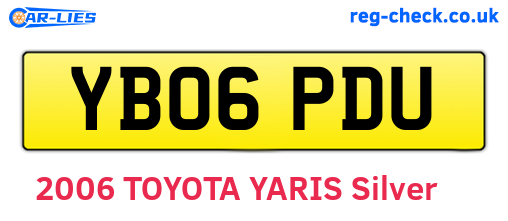 YB06PDU are the vehicle registration plates.