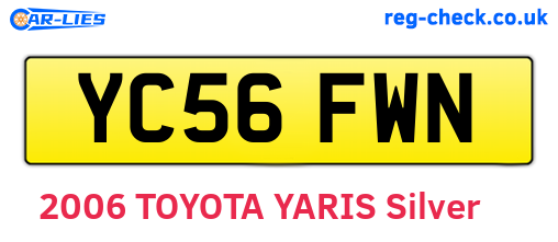 YC56FWN are the vehicle registration plates.