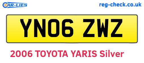 YN06ZWZ are the vehicle registration plates.