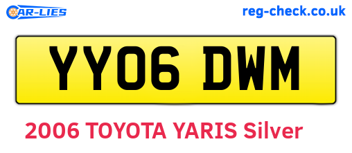 YY06DWM are the vehicle registration plates.