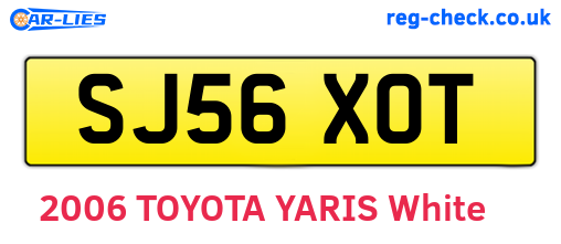 SJ56XOT are the vehicle registration plates.