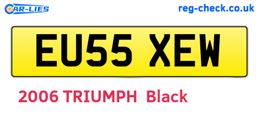 EU55XEW are the vehicle registration plates.
