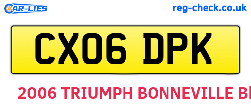 CX06DPK are the vehicle registration plates.