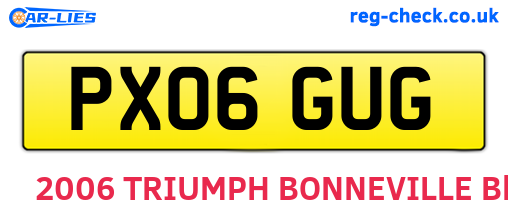 PX06GUG are the vehicle registration plates.