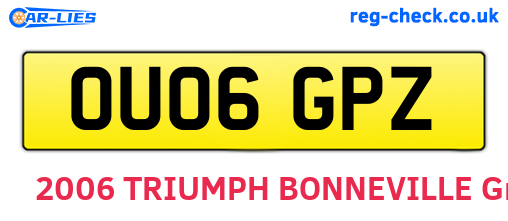 OU06GPZ are the vehicle registration plates.