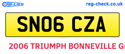 SN06CZA are the vehicle registration plates.
