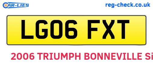 LG06FXT are the vehicle registration plates.