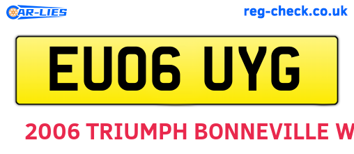 EU06UYG are the vehicle registration plates.