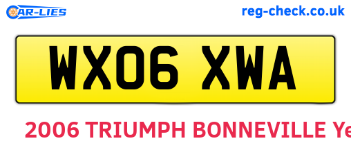 WX06XWA are the vehicle registration plates.