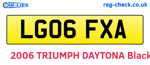 LG06FXA are the vehicle registration plates.