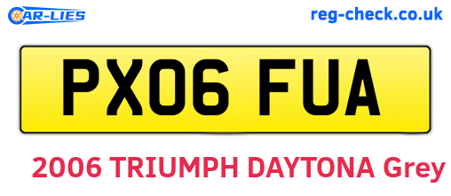 PX06FUA are the vehicle registration plates.