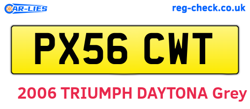 PX56CWT are the vehicle registration plates.