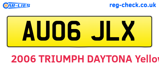 AU06JLX are the vehicle registration plates.