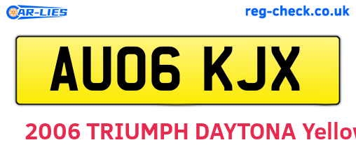 AU06KJX are the vehicle registration plates.
