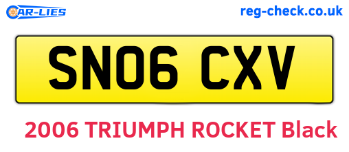 SN06CXV are the vehicle registration plates.