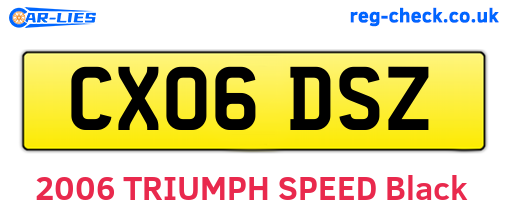 CX06DSZ are the vehicle registration plates.