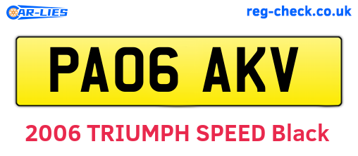 PA06AKV are the vehicle registration plates.
