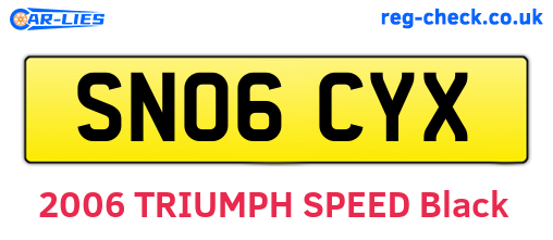 SN06CYX are the vehicle registration plates.