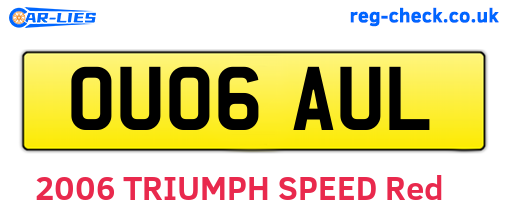 OU06AUL are the vehicle registration plates.