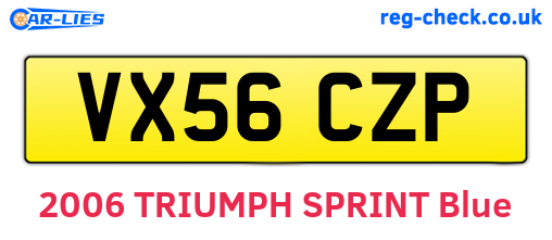 VX56CZP are the vehicle registration plates.