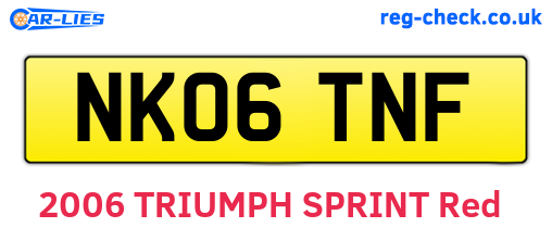 NK06TNF are the vehicle registration plates.
