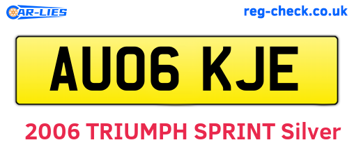 AU06KJE are the vehicle registration plates.