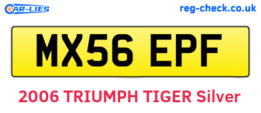 MX56EPF are the vehicle registration plates.