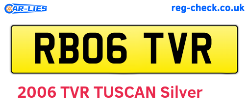 RB06TVR are the vehicle registration plates.