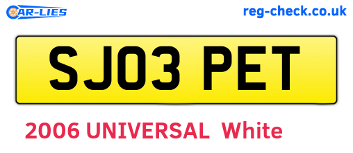 SJ03PET are the vehicle registration plates.