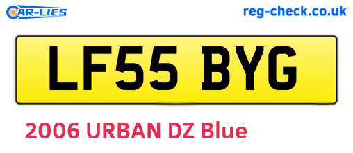 LF55BYG are the vehicle registration plates.