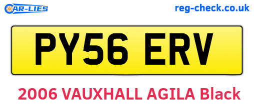 PY56ERV are the vehicle registration plates.