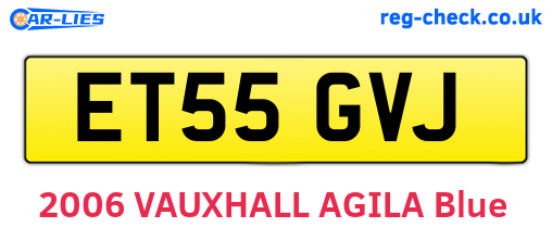 ET55GVJ are the vehicle registration plates.