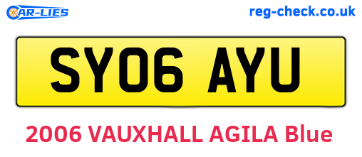SY06AYU are the vehicle registration plates.