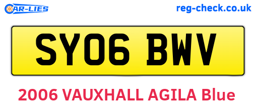 SY06BWV are the vehicle registration plates.