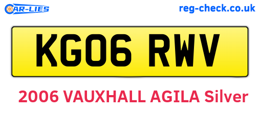KG06RWV are the vehicle registration plates.