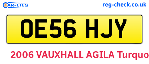 OE56HJY are the vehicle registration plates.