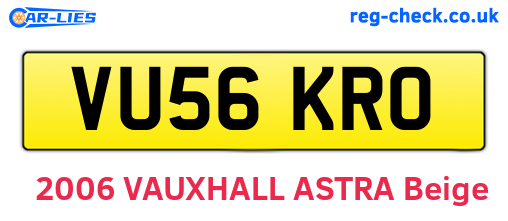 VU56KRO are the vehicle registration plates.