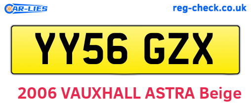YY56GZX are the vehicle registration plates.
