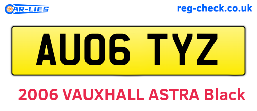 AU06TYZ are the vehicle registration plates.