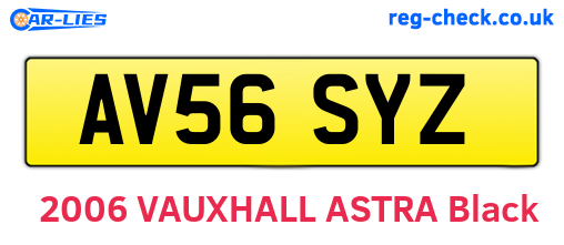 AV56SYZ are the vehicle registration plates.