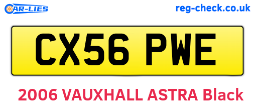 CX56PWE are the vehicle registration plates.
