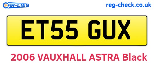 ET55GUX are the vehicle registration plates.