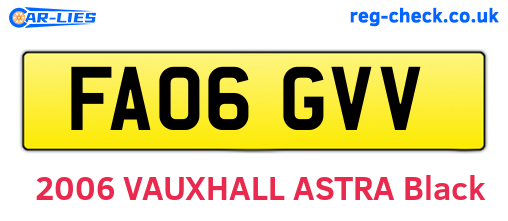 FA06GVV are the vehicle registration plates.