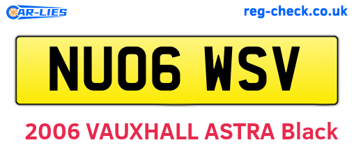NU06WSV are the vehicle registration plates.