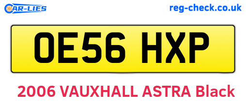 OE56HXP are the vehicle registration plates.
