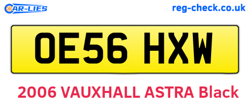 OE56HXW are the vehicle registration plates.