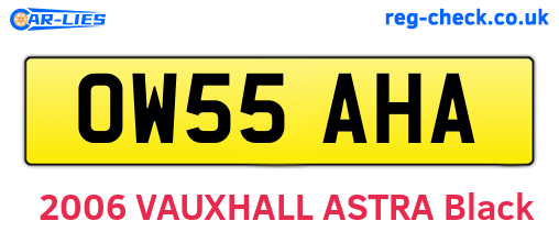 OW55AHA are the vehicle registration plates.
